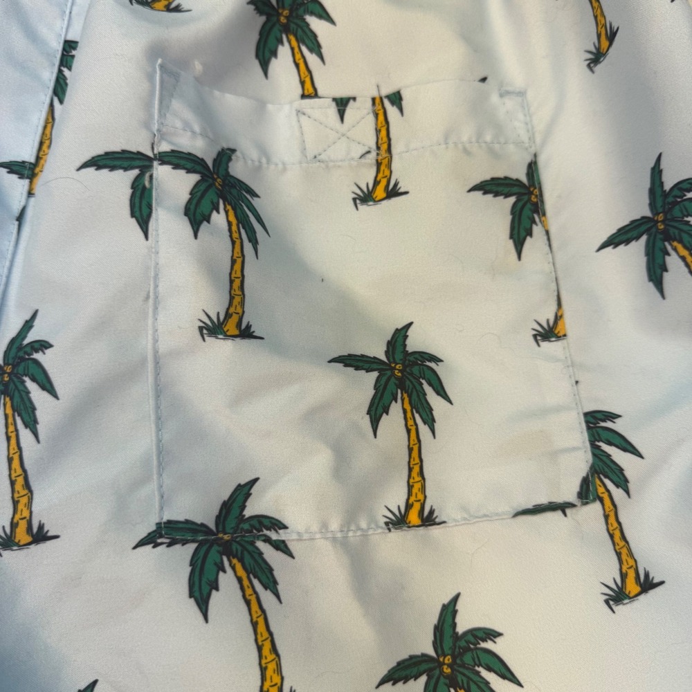 WXYZ Mfg Co Mens Palm Tree Print Swim Trunks Light Blue Size Medium Tropical - Picture 6 of 7